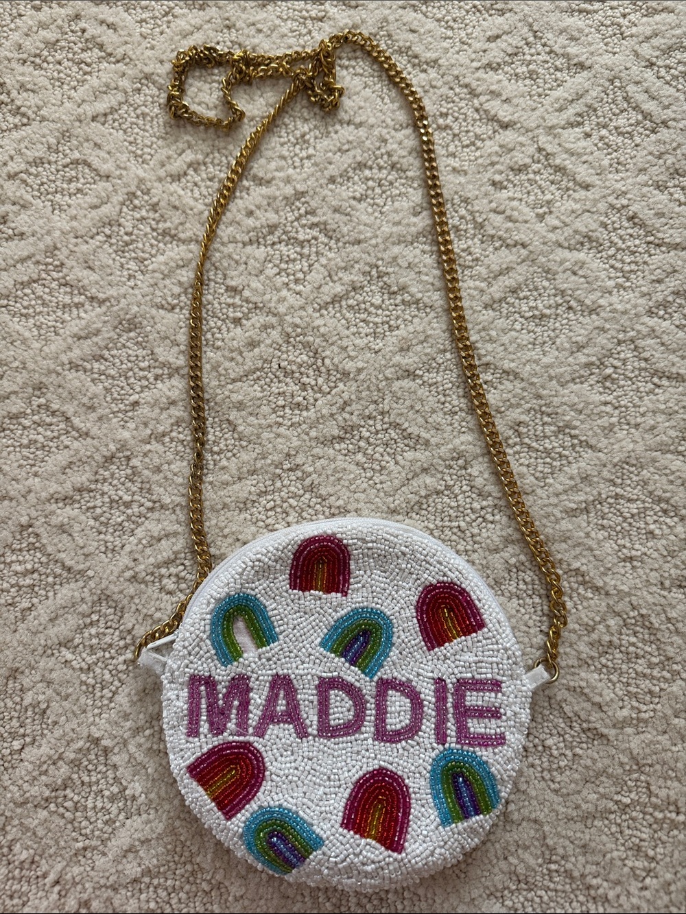 Maddie Rainbow Crossbody Bag with Gold Chain
